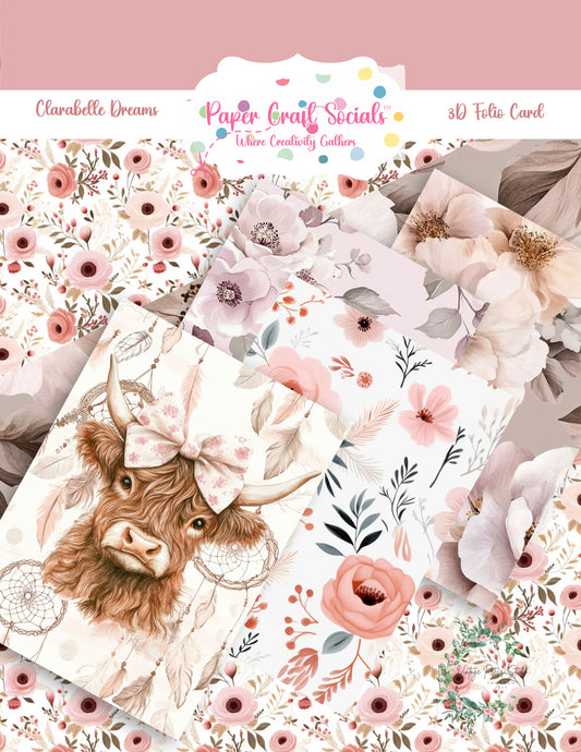Clarabelle Dreams – 3D Highland Cow Folio Card Kit