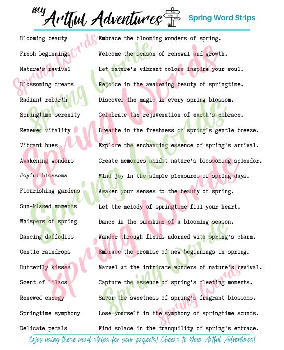 Spring Word Strips
