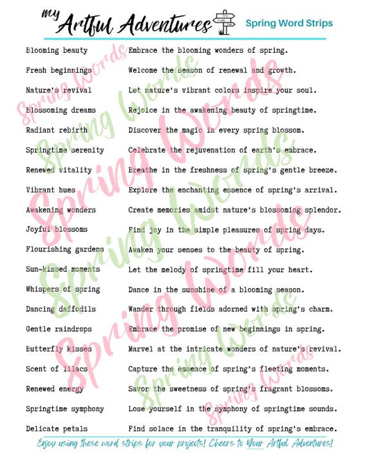 Spring Word Strips