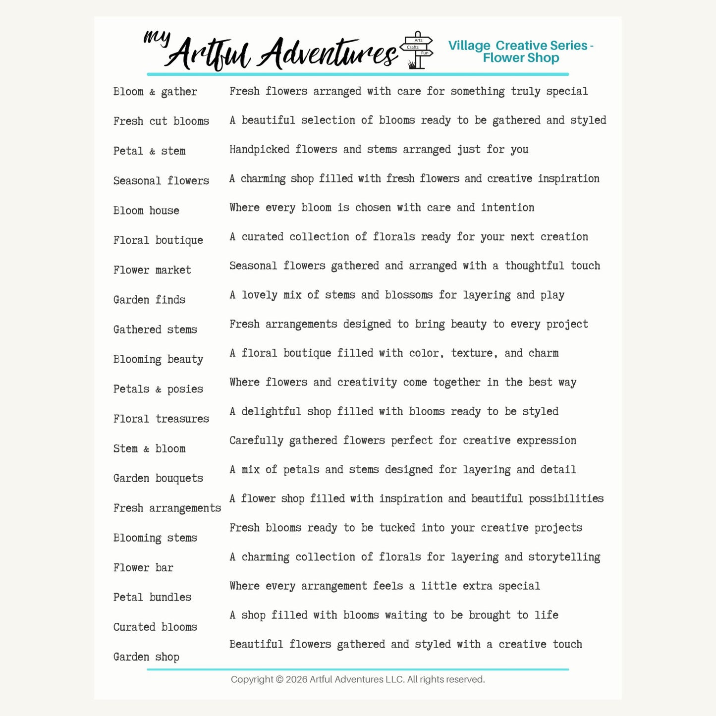 Village Creative Series – Tea Room and Flower Shop Collection