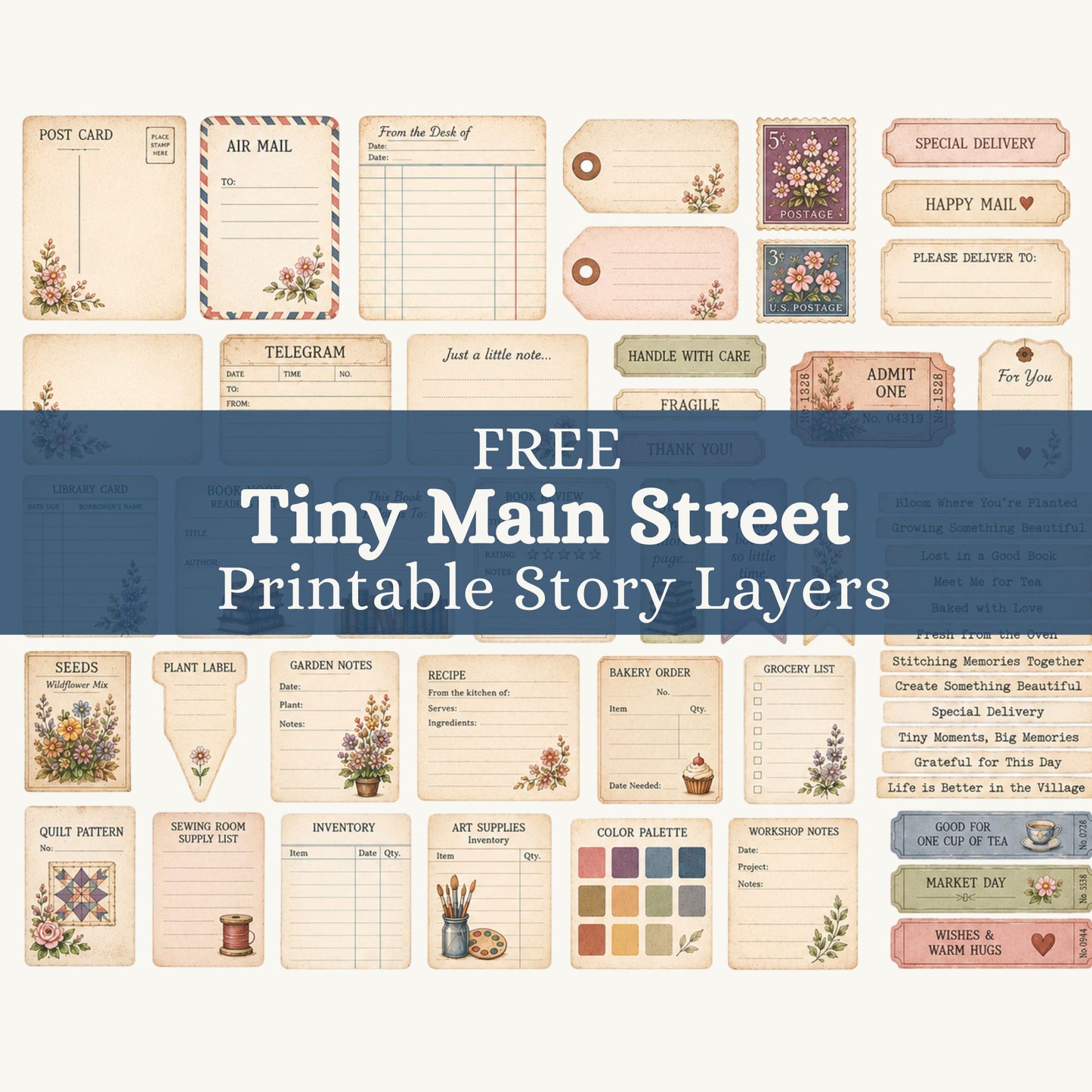 Tiny Main Street Story Layers | Free Paper Craft Ephemera