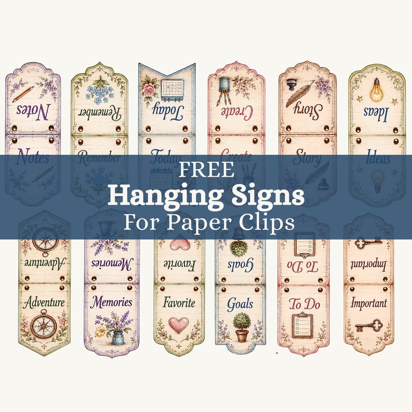 Paper Clip Hanging Signs – Free Printable Journal Embellishments