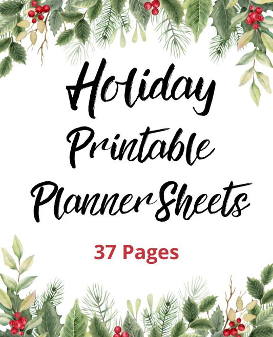 Holiday Printable Planner Sheets, digital download, 37 pages